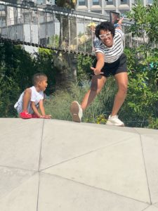Brittany the ADHD coach and her son doing funny poses